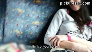 Eurobabe Mea Melone paid for hardcore sex in the train with stranger porn video