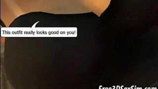 Tasty 3D babe in a sexy outfit teasing a studs cock porn video